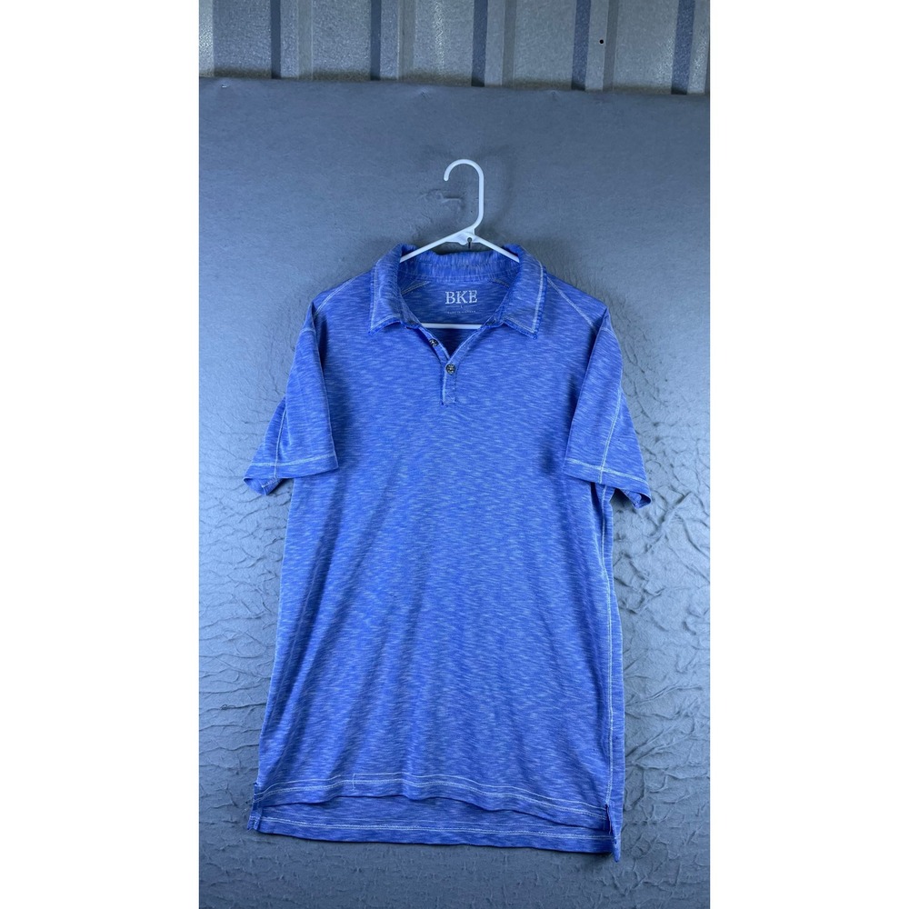 BKE Polo Shirt Mens Large Blue Excellent Short Sleeve Heathered Contrast Stitch